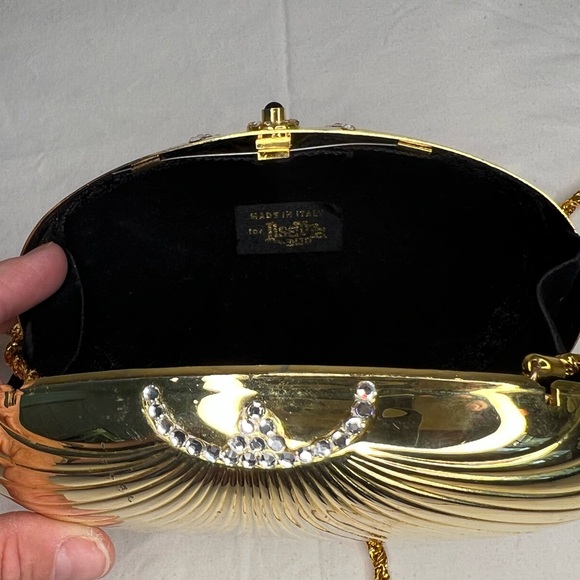 Vintage Gold Lisette Clamshell Purse | Evening Bag | Clutch Crossbody - Picture 7 of 7